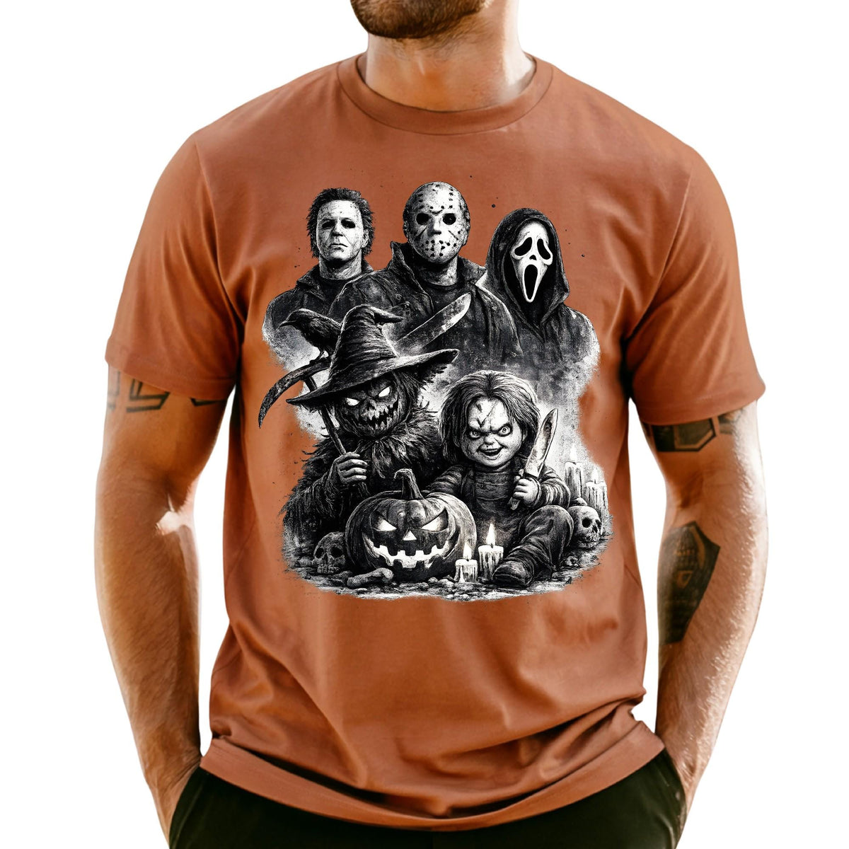 Retro Horror Movie Characters Halloween Shirt, Matching Halloween Party Tee, Spooky Group Costume Shirt, Halloween Gift