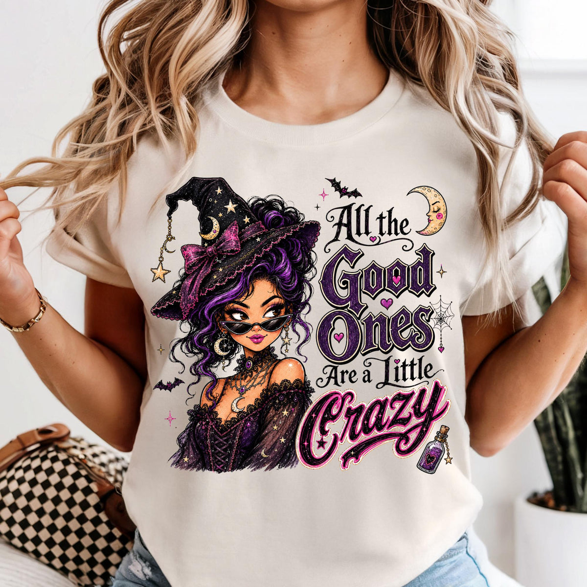 Comfort Colors All The good Ones Are A Little Crazy Shirt, Cute Witch Shirt for Women Halloween Gift
