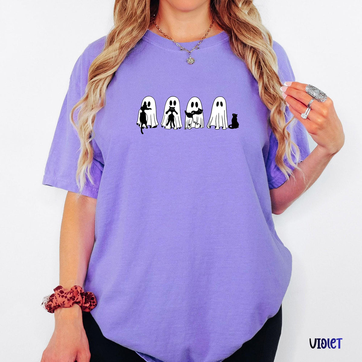 Halloween Black Cat Ghost Shirt, Comfort Colors Spooky Season Tee, Cute Halloween Cat Shirt, Ghost Tee, Funny Fall Shirt, Halloween Gift