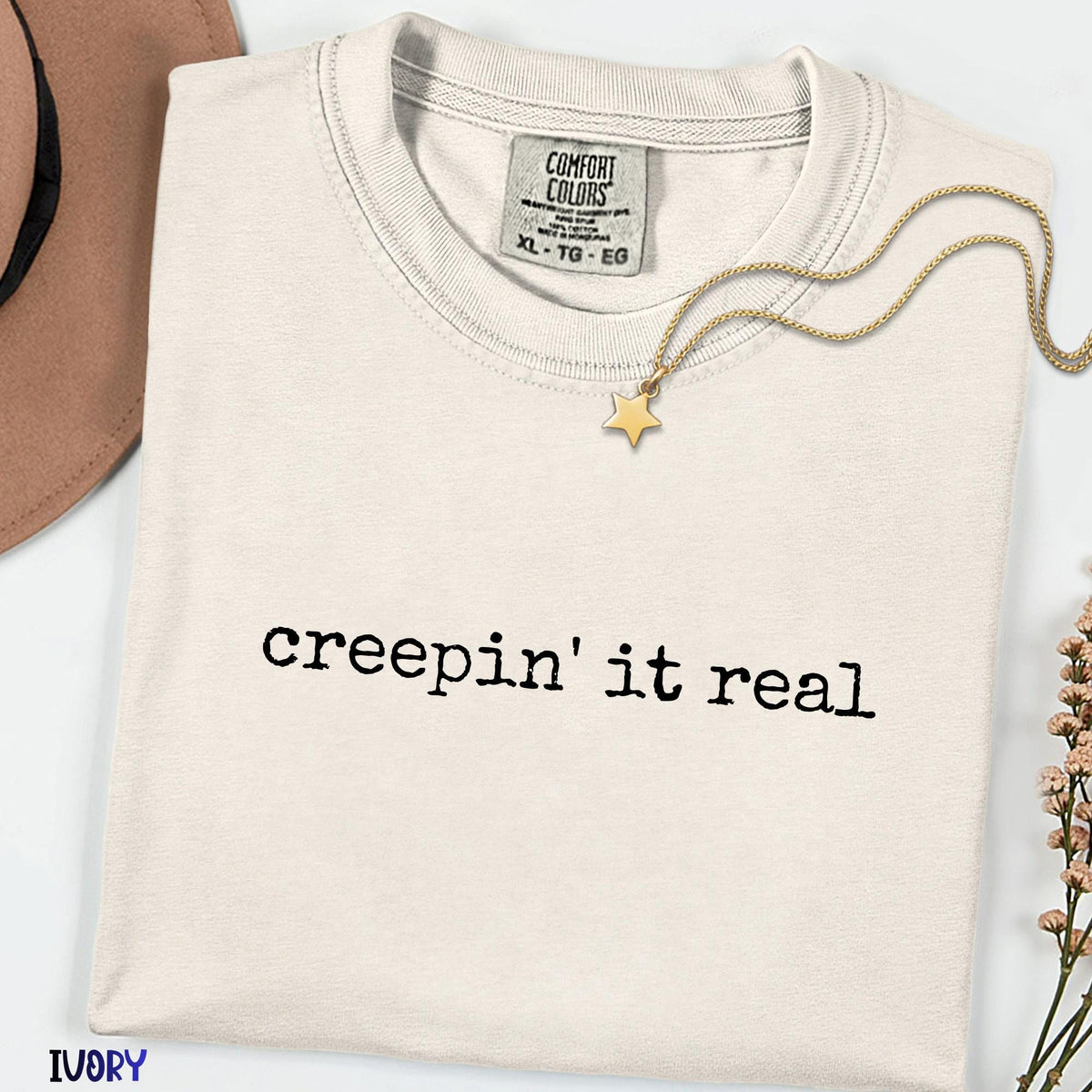Creepin' It Real Halloween Comfort Color Shirt,Funny Spooky Season Shirt, Retro Fall Graphic Tee, Cute Halloween Gift