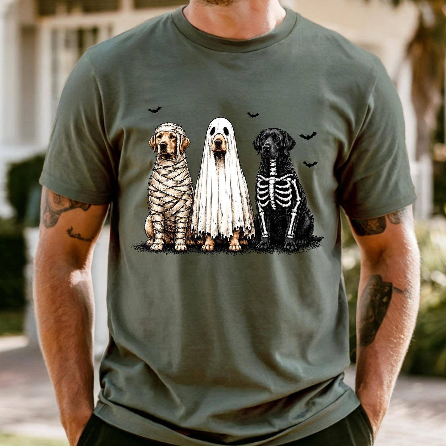 Custom Comfort Colors® Ghost Dogs Halloween Shirt, Spooky Season Tee Halloween Gift
