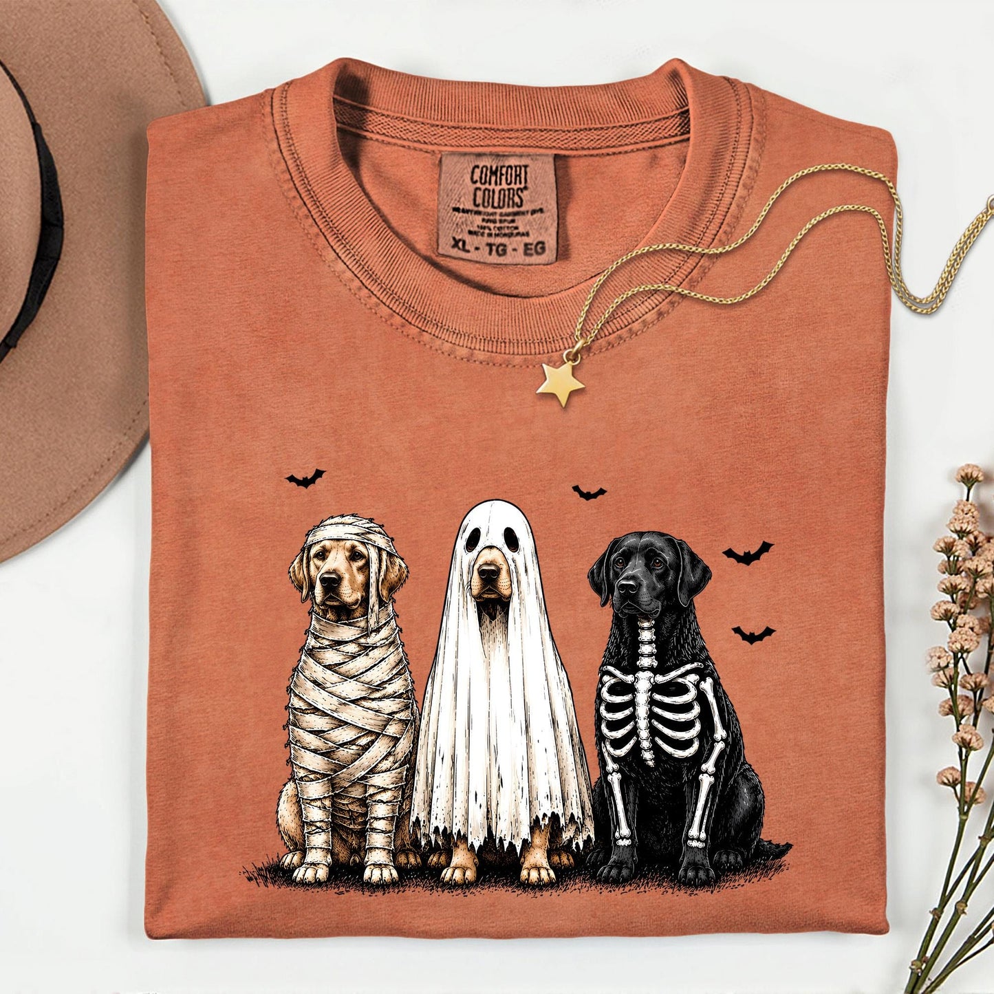 Custom Comfort Colors® Ghost Dogs Halloween Shirt, Spooky Season Tee Halloween Gift