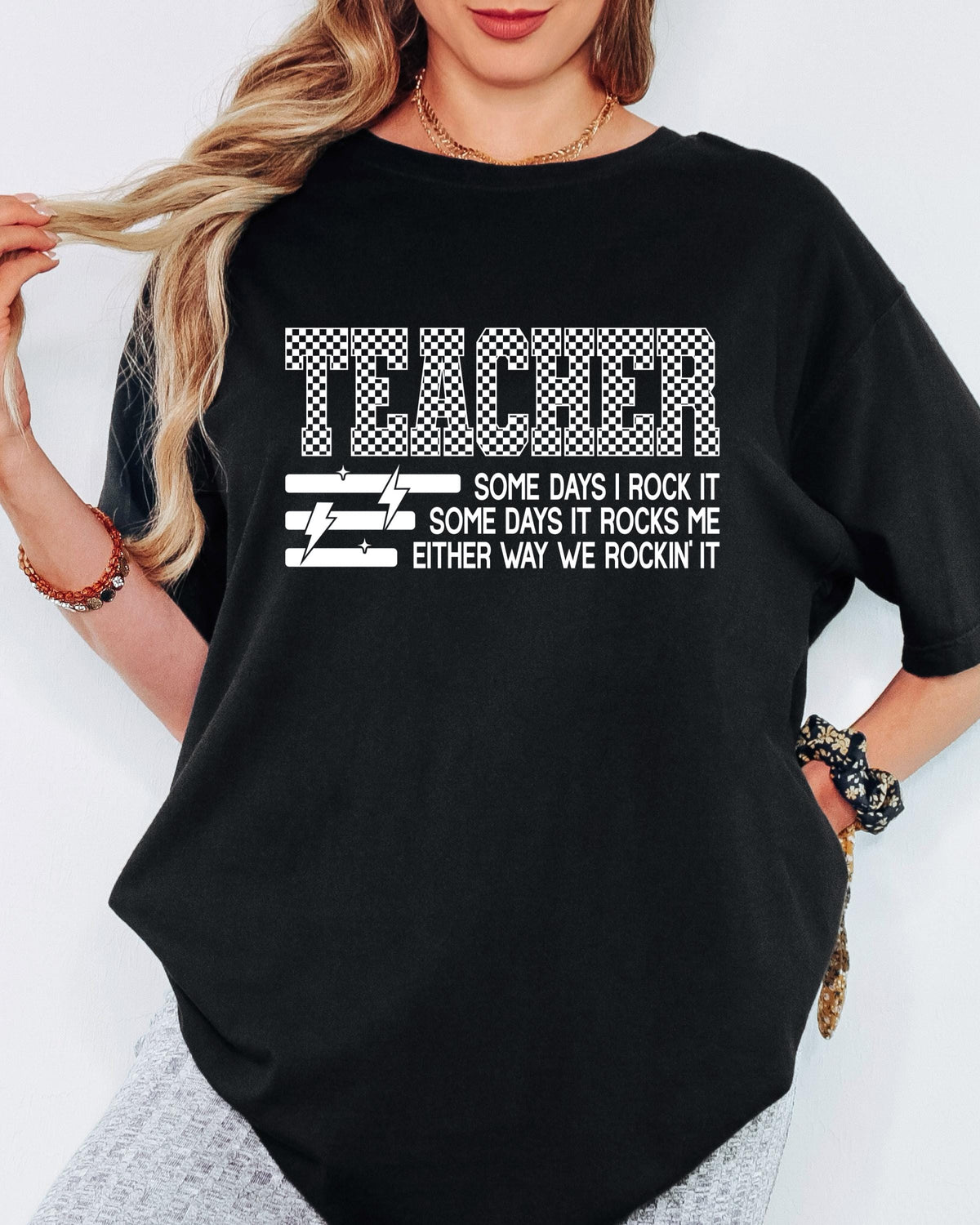 Comfort Colors® Checkered Teacher Shirt, Some Days I Rock It Tee, Funny Teacher Life Shirt, Teacher Appreciation Gift