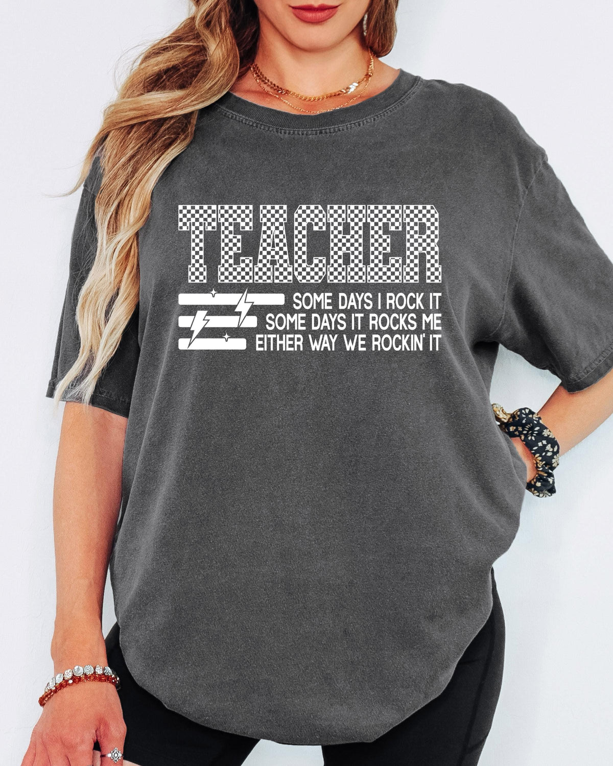 Comfort Colors® Checkered Teacher Shirt, Some Days I Rock It Tee, Funny Teacher Life Shirt, Teacher Appreciation Gift