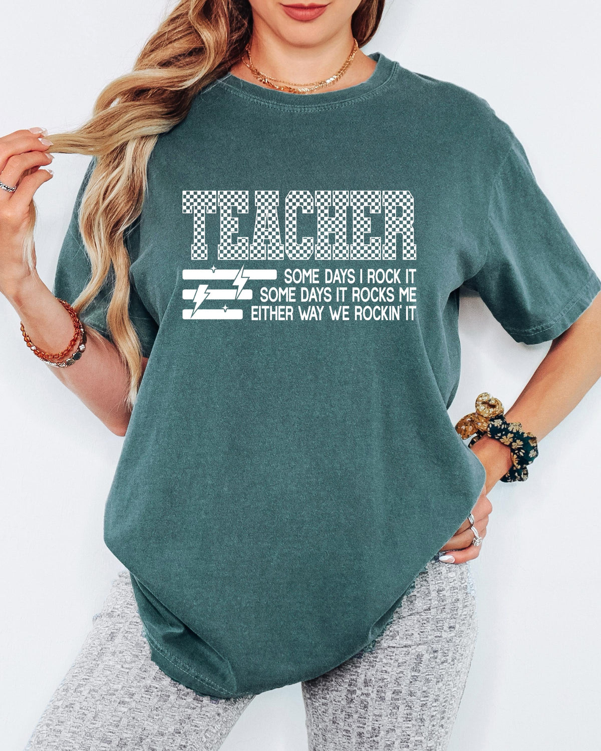 Comfort Colors® Checkered Teacher Shirt, Some Days I Rock It Tee, Funny Teacher Life Shirt, Teacher Appreciation Gift