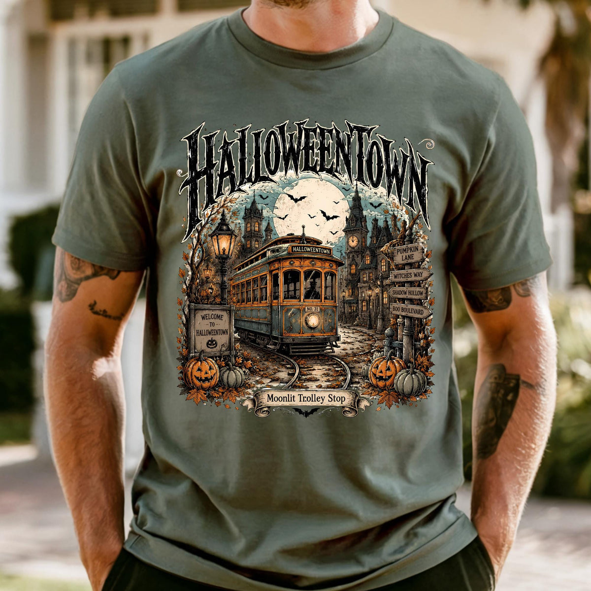 Comfort Colors Halloweentown Trolley Shirt Spooky Season Fall Tee Halloween Gift