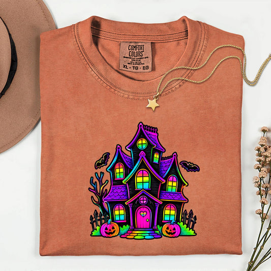 Comfort Colors® Neon Haunted Mansion Shirt, Cute Halloween Tee, Halloween Gift