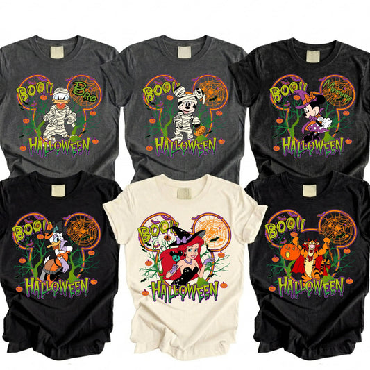 Disney Halloween Mickey and Friends Comfort Colors® Shirts, All Characters Princess Halloween Shirt, Halloween Party Shirts