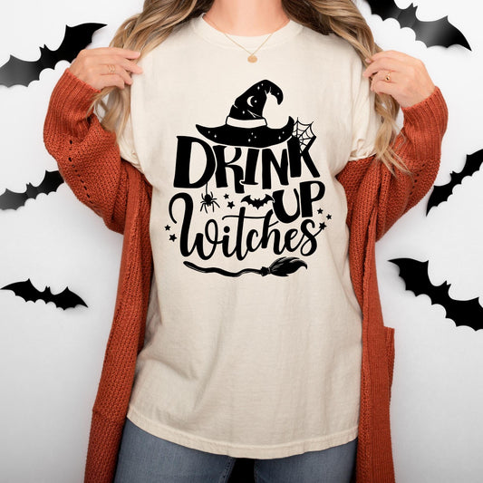 Comfort Colors® Drink Up Witches Shirt, Halloween Party Shirt, Halloween Gift