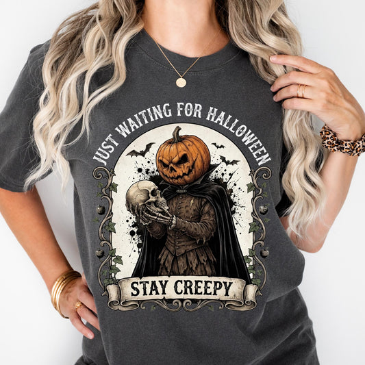 Comfort Colors® Just Waiting For Halloween Shirt, Stay Creepy Tee, Halloween Gift