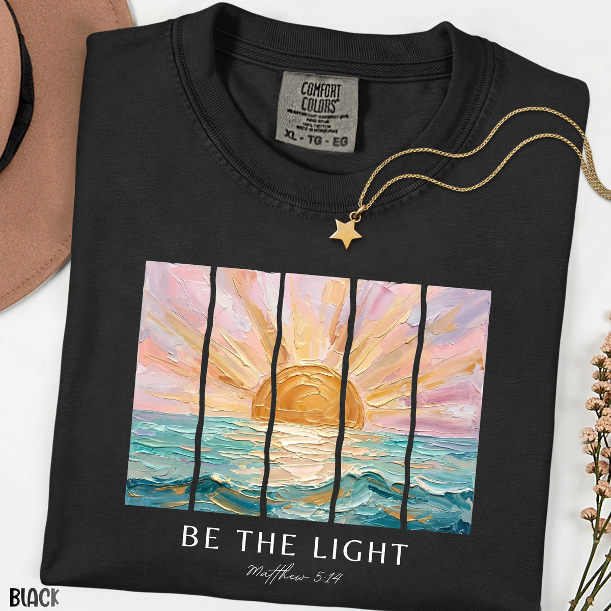 Be The Light Shirt, Matthew 5:14 Christian T-Shirt, Comfort Colors® Bible Verse Tee, Ocean Sunrise Shirt, Inspirational Christian Gift