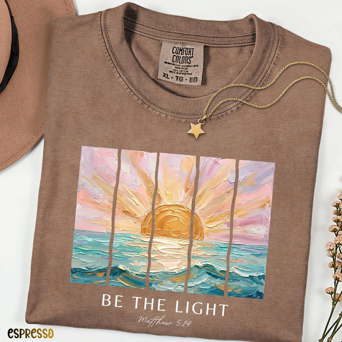 Be The Light Shirt, Matthew 5:14 Christian T-Shirt, Comfort Colors® Bible Verse Tee, Ocean Sunrise Shirt, Inspirational Christian Gift