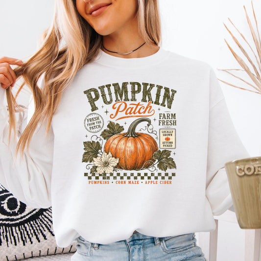 Retro Pumpkin Patch Comfort Colors® Sweatshirt, Vintage Autumn Harvest Crewneck, Cozy Fall Festival Pullover, Thanksgiving Sweatshirt