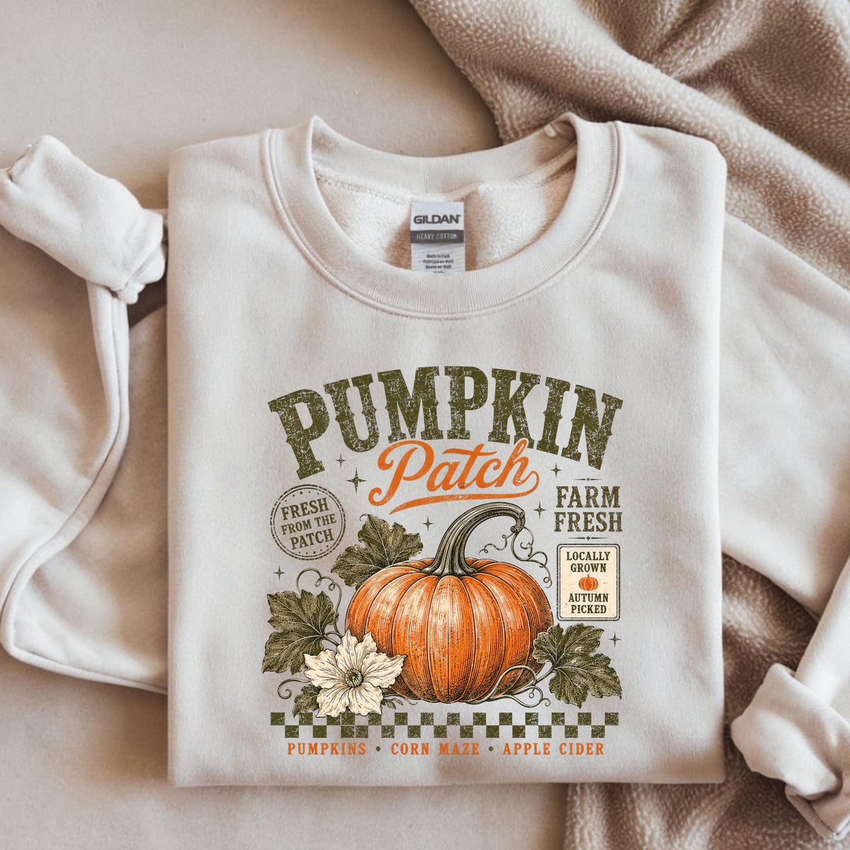 Retro Pumpkin Patch Comfort Colors® Sweatshirt, Vintage Autumn Harvest Crewneck, Cozy Fall Festival Pullover, Thanksgiving Sweatshirt