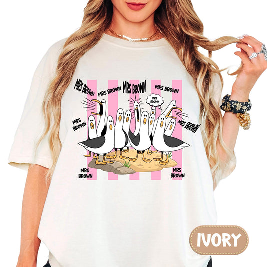 Custom Comfort Colors® Funny Screaming Seagulls Teacher Shirt, Back To School Tee
