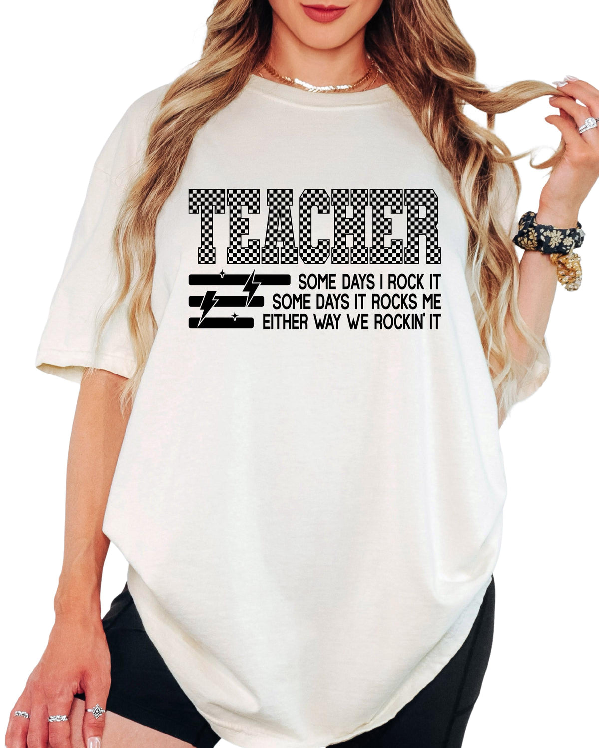 Comfort Colors® Checkered Teacher Shirt, Some Days I Rock It Tee, Funny Teacher Life Shirt, Teacher Appreciation Gift