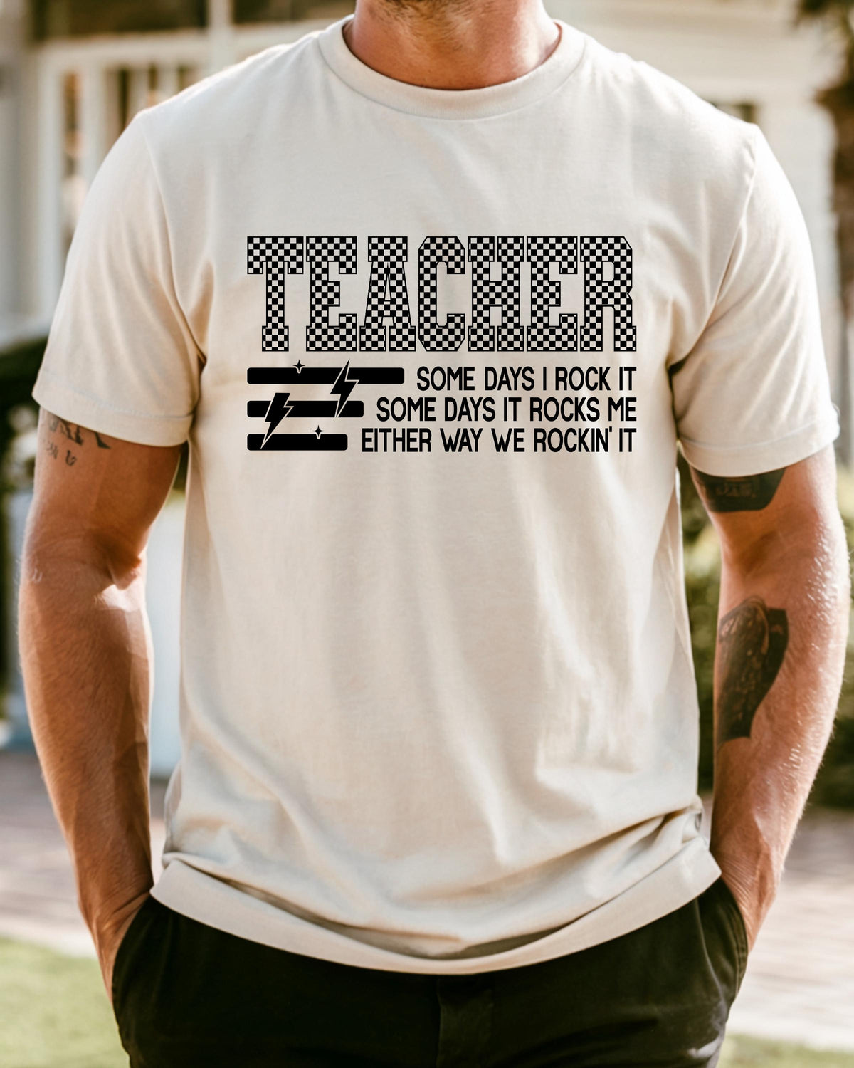 Comfort Colors® Checkered Teacher Shirt, Some Days I Rock It Tee, Funny Teacher Life Shirt, Teacher Appreciation Gift
