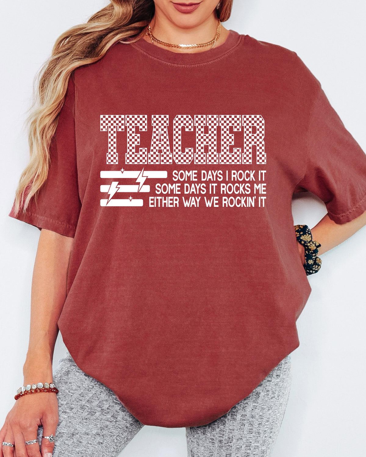 Comfort Colors® Checkered Teacher Shirt, Some Days I Rock It Tee, Funny Teacher Life Shirt, Teacher Appreciation Gift