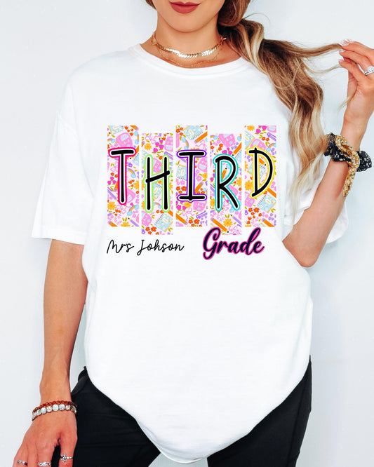 Custom Comfort Colors® Third Grade Level Teacher Shirt, Back To School Tshirt, Kinder Garten 5th Grade Tee