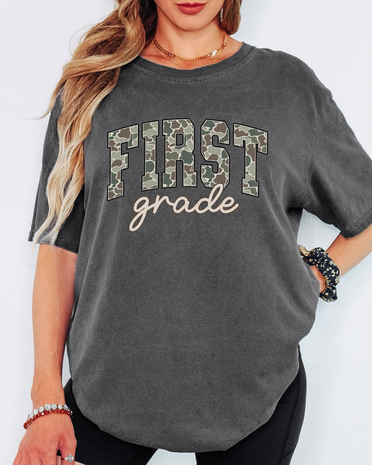 Comfort Colors® First Grade Camo Elementary School Shirt, Back to School Teacher Tee, First Day Teacher Team Gift